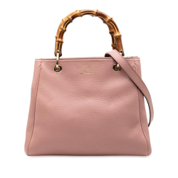 Gucci B Gucci Pink Calf Leather Small skin Bamboo Shopper Satchel Italy