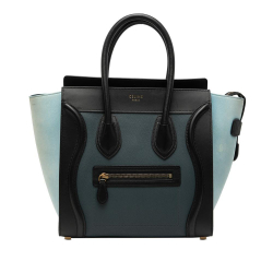 Celine B Celine Blue Dark Blue Calf Leather Micro Tricolor Nubuck and Drummed skin Luggage Tote Italy