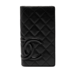 Chanel B Chanel Black Lambskin Leather Leather Quilted Lambskin Cambon Ligne Bifold Wallet Italy