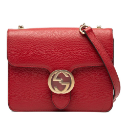 Gucci AB Gucci Red Calf Leather Small Dollar skin Interlocking G Crossbody Italy