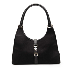 Gucci B Gucci Black Canvas Fabric Jackie Bardot Shoulder Bag Italy