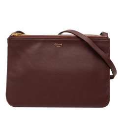 Celine B Celine Red Burgundy Lambskin Leather Leather Small Lambskin Trio Crossbody Italy