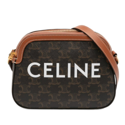 Celine AB Celine Brown Coated Canvas Fabric Small Triomphe Logo Camera Bag Italy