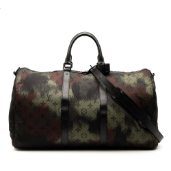 Louis Vuitton AB Louis Vuitton Green Nylon Fabric Monogram Camouflage Keepall Bandouliere 50 Italy