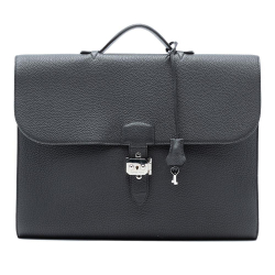 Hermès B Hermès Black Calf Leather Togo Sac A Depeches 38 France