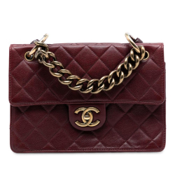 Chanel B Chanel Red Burgundy Caviar Leather Leather Paris Edinburgh Quilted Caviar Retro Class Flap Italy