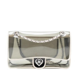 Chanel B Chanel White PVC Plastic Large and Lambskin Naked Flap Italy