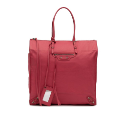 Balenciaga AB Balenciaga Pink Strawberry Calf Leather Papier Ledger Tote Italy