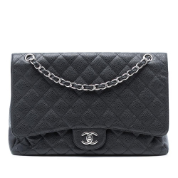Chanel B Chanel Black Caviar Leather Leather Maxi Classic Caviar Single Flap Italy
