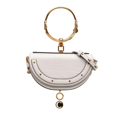 Chloé AB Chloé White Calf Leather Mini Croc Embossed skin Nile Bracelet Satchel Spain