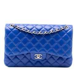 Chanel AB Chanel Blue Lambskin Leather Leather Jumbo Classic Lambskin Double Flap France