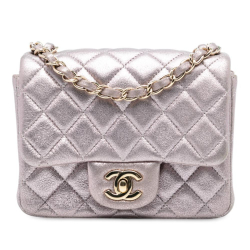 Chanel B Chanel Pink Rose Gold Calf Leather Mini Square Classic Iridescent skin Single Flap Italy
