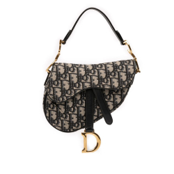 Christian Dior B Dior Blue Navy Canvas Fabric Mini Oblique Saddle Bag Italy