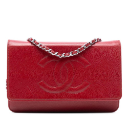 Chanel B Chanel Red Caviar Leather Leather CC Caviar Wallet On Chain Spain