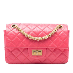 Chanel B Chanel Pink Calf Leather Quilted Aged skin Reissue 2.55 Single Flap 224 France