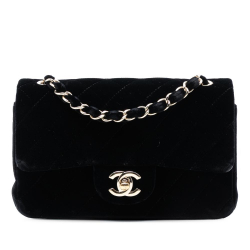 Chanel B Chanel Black Velvet Fabric Mini Rectangular Classic Single Flap France