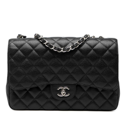 Chanel AB Chanel Black Caviar Leather Leather Jumbo Classic Caviar Double Flap Italy