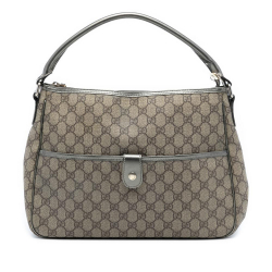 Gucci AB Gucci Brown Beige Coated Canvas Fabric GG Supreme Joy Handbag Italy