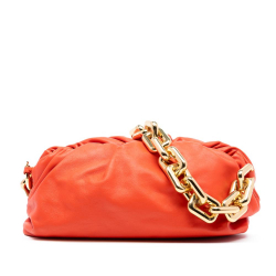 Bottega Veneta B Bottega Veneta Orange Red Orange Lambskin Leather Leather Lambskin Chain Pouch Italy