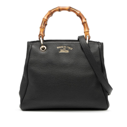 Gucci AB Gucci Black Calf Leather Small skin Bamboo Shopper Satchel Italy