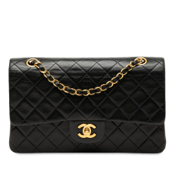 Chanel B Chanel Black Lambskin Leather Leather Medium Classic Lambskin Double Flap France
