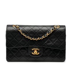 Chanel B Chanel Black Lambskin Leather Leather Small Classic Lambskin Double Flap France