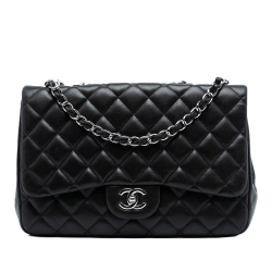 Chanel B Chanel Black Lambskin Leather Leather Jumbo Classic Lambskin Single Flap Italy
