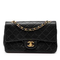 Chanel B Chanel Black Lambskin Leather Leather Small Classic Lambskin Double Flap France