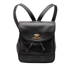 Chanel B Chanel Black Caviar Leather Leather Caviar Triple CC Backpack Italy