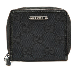 Gucci B Gucci Black Canvas Fabric GG Coin Pouch Italy