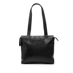 Chanel B Chanel Black Caviar Leather Leather Caviar LAX Logo Tote Italy