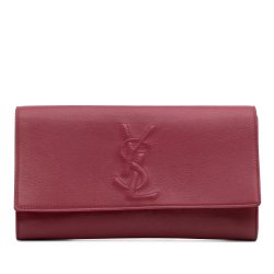 Saint Laurent B Saint Laurent Pink Dark Pink Calf Leather Large Belle de Jour Clutch Italy