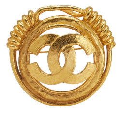 Chanel B Chanel Gold Gold Plated Metal CC Brooch France