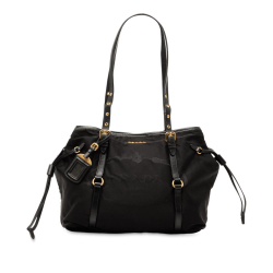 Prada B Prada Black Nylon Fabric Tessuto Canapa Logo Tote Italy