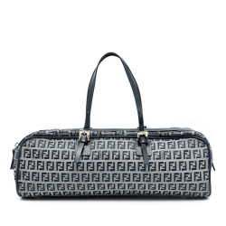 Fendi B Fendi Gray Canvas Fabric Zucchino Handbag Italy