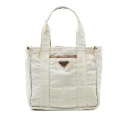 Prada B Prada White Canvas Fabric Canapa Tote Italy