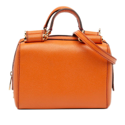 Dolce&Gabbana B Dolce & Gabbana Orange Calf Leather Mini Grained skin Sicily Satchel Italy