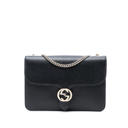 Gucci B Gucci Black Calf Leather Medium Dollar skin Interlocking G Crossbody Italy