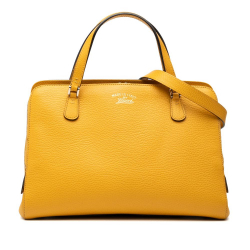 Gucci AB Gucci Yellow Calf Leather skin Swing Top Handle Satchel Italy