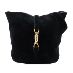 Gucci B Gucci Black Suede Leather Soft Jackie Bucket Bag Italy