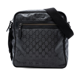 Gucci AB Gucci Black Coated Canvas Fabric GG Imprime Crossbody Italy