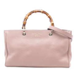 Gucci AB Gucci Pink Light Pink Calf Leather Medium skin Bamboo Shopper Satchel Italy