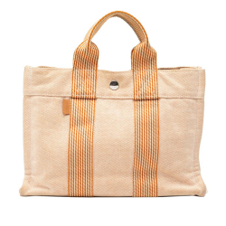 Hermès B Hermès Brown Nude with Orange Canvas Fabric Fourre Tout PM France