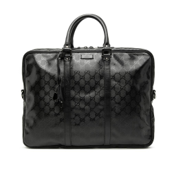 Gucci AB Gucci Black Coated Canvas Fabric GG Imprime Business Bag Italy
