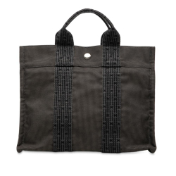 Hermès AB Hermès Gray Dark Gray Canvas Fabric Herline PM France