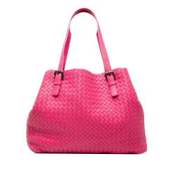 Bottega Veneta B Bottega Veneta Pink Hot Pink Nappa Leather Leather Large Nappa Intrecciato Cesta Tote Italy