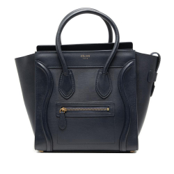 Celine B Celine Blue Navy Calf Leather Micro Luggage Tote Italy