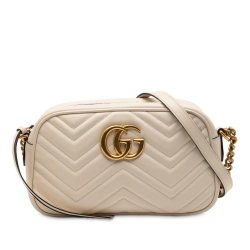 Gucci B Gucci White Calf Leather Small GG Marmont Matelasse Crossbody Italy