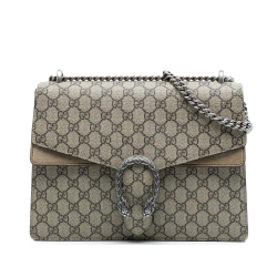 Gucci B Gucci Brown Beige Coated Canvas Fabric Medium GG Supreme Dionysus Shoulder Bag Italy