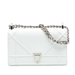 Christian Dior B Dior White Calf Leather Small Grained skin Diorama Flap Italy
